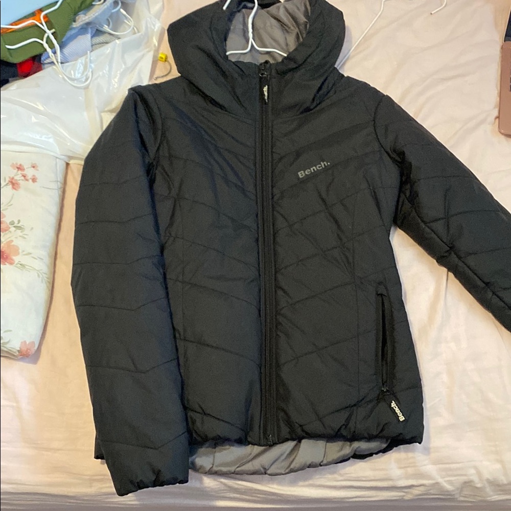 Bench Black Puffer Jacket with Quilted Design